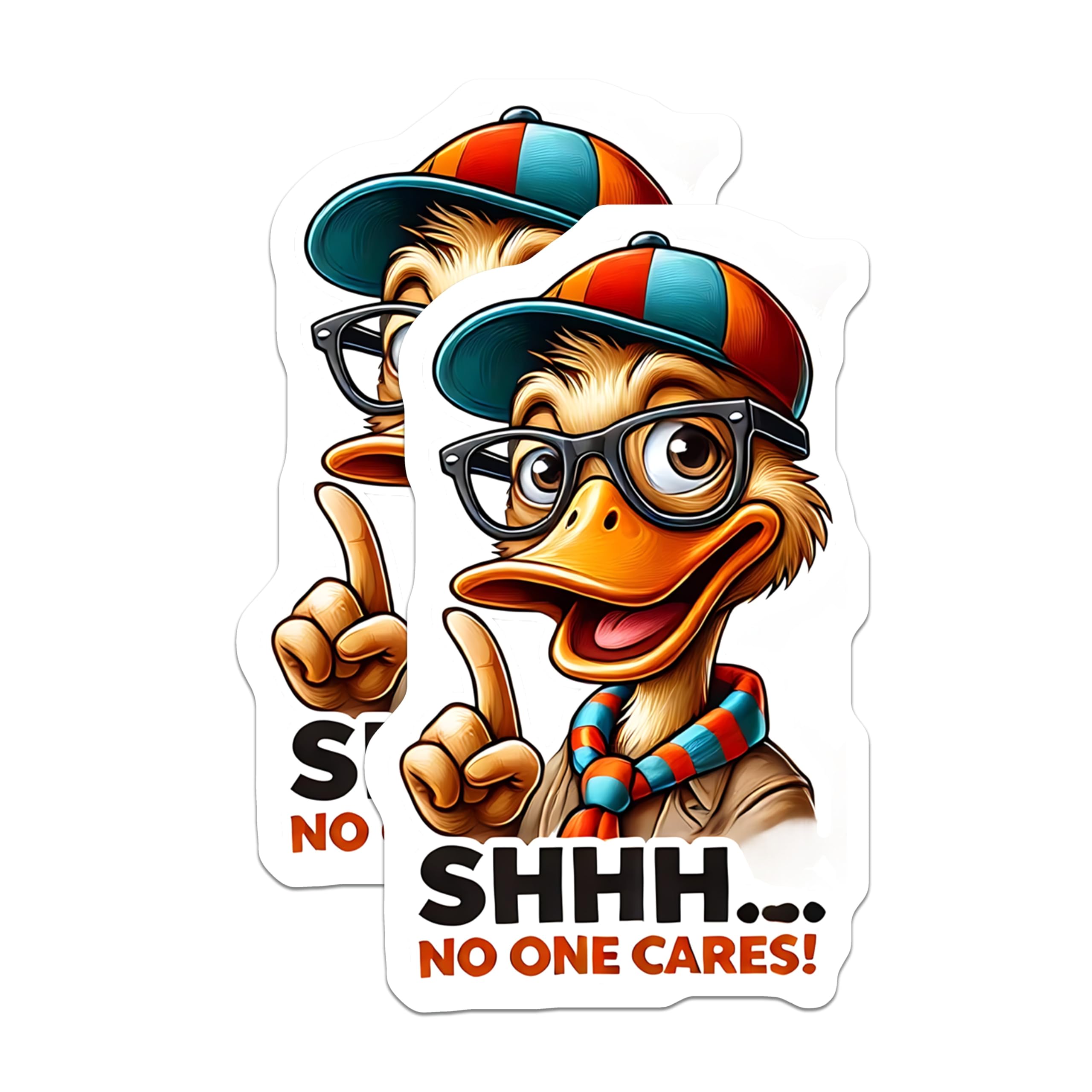 (2 Pack) Sarcastic Duck Magnets - Shhh No One Cares - Funny Fridge Decor - 5" On Longest Side - Premium Magnet - for Cars, Refrigerators, Toolboxes, Lockers - Made in USA - MAG14752