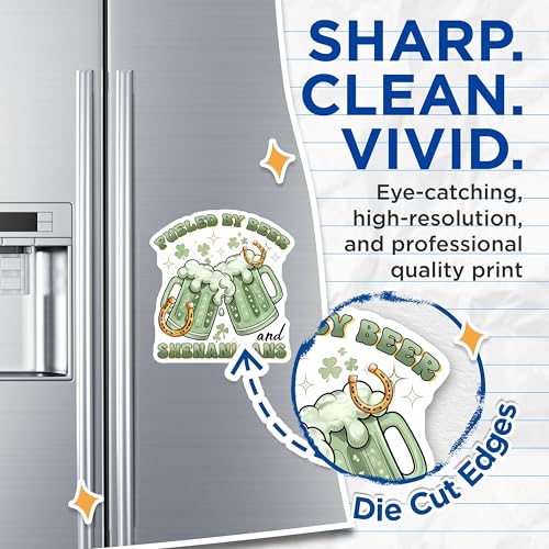 (2 Pack) Fueled by Beer Magnets Magnets - Fun Irish Decor - 5" On Longest Side - Made in USA - Sticks to Refrigerators & Metal Surfaces - MAG8407