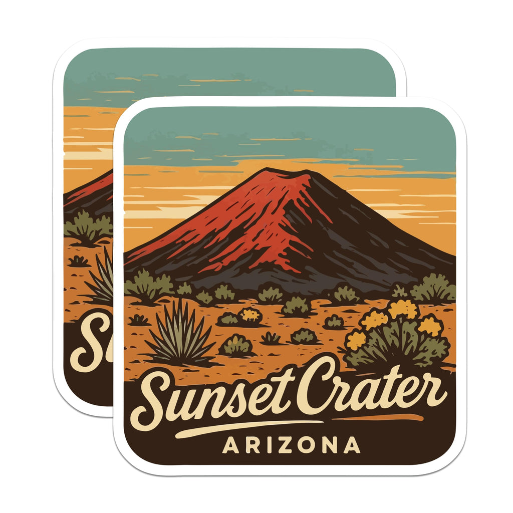(2 Pack) Sunset Crater Volcano Magnets - Arizona National Park - Desert Landscape Art - Vintage Travel Souvenir - 5 Inches On Longest Side - Thick Durable Magnet - Made in USA - MAG19822