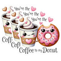 (3 Pack) Coffee and Donut Decals - Cute Food Puns - Kawaii Sweet Treat - 3 Inches On Longest Side - Easy Peel & Apply - Made in USA - 3MCS2174