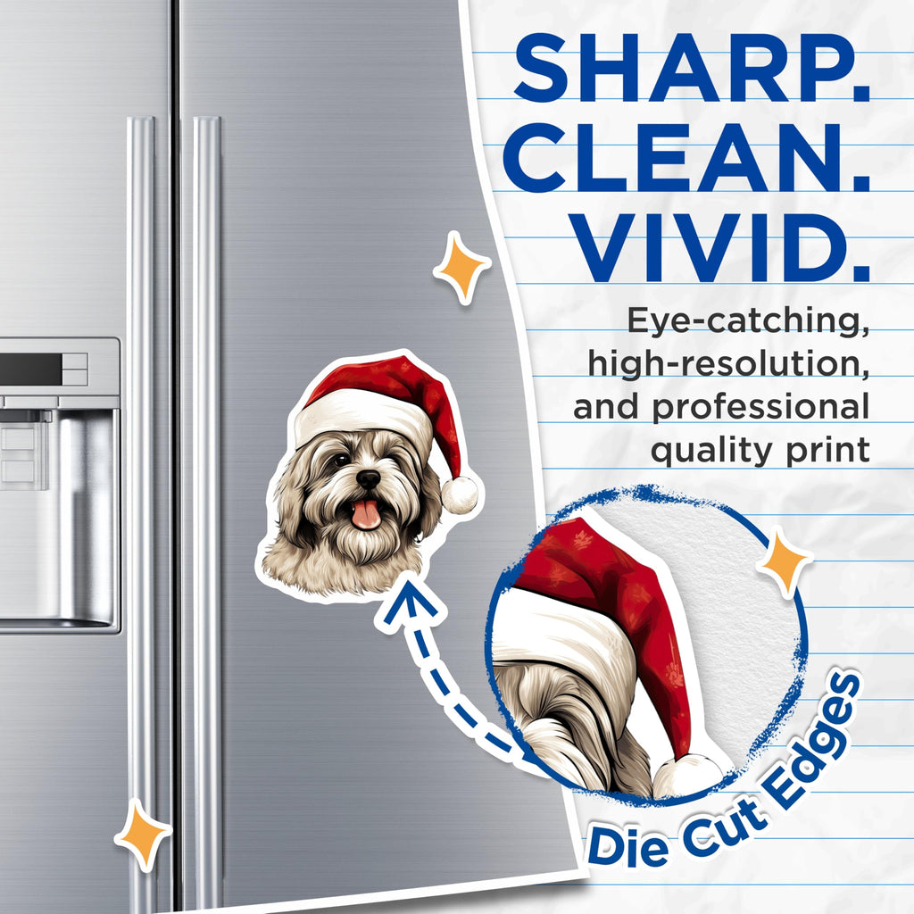 (2 Pack) Christmas Dog Magnets - Shih Tzu Maltese Puppy - Holiday Pet Decor Stocking Stuffer - 5 Inches On Longest Side - Thick Durable Magnet - Made in USA - MAG28366