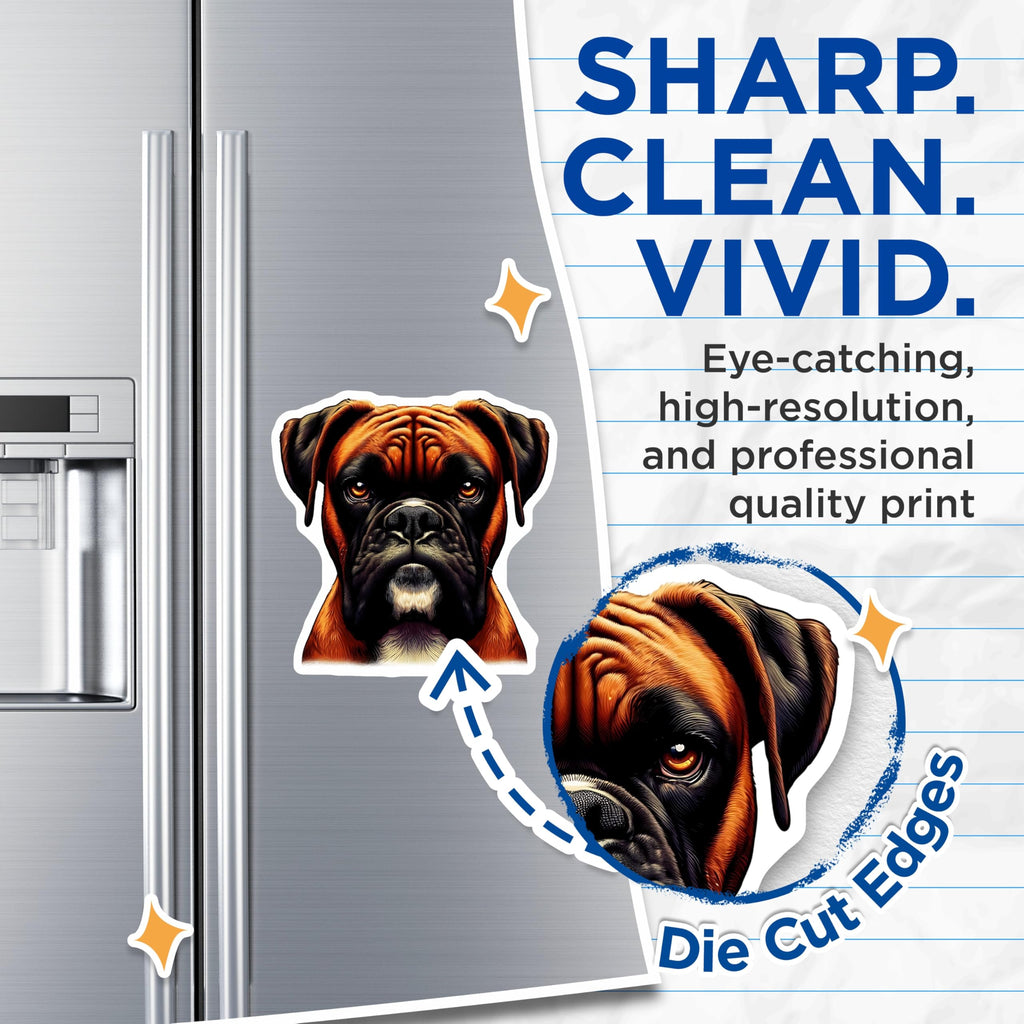 (2 Pack) Boxer Dog Magnets - Canine Art Home Decor - Fridge Refrigerator Magnets - 5" On Longest Side - Premium Magnet - for Cars, Refrigerators, Toolboxes, Lockers - Made in USA - MAG15602
