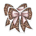 (2 Pack) Leopard Print Bow Magnets - Pink Pearl Embellished Glam Decor - Chic Animal Pattern Accessory - 5 Inches On Longest Side - Thick Durable Magnet - Made in USA - MAG21083