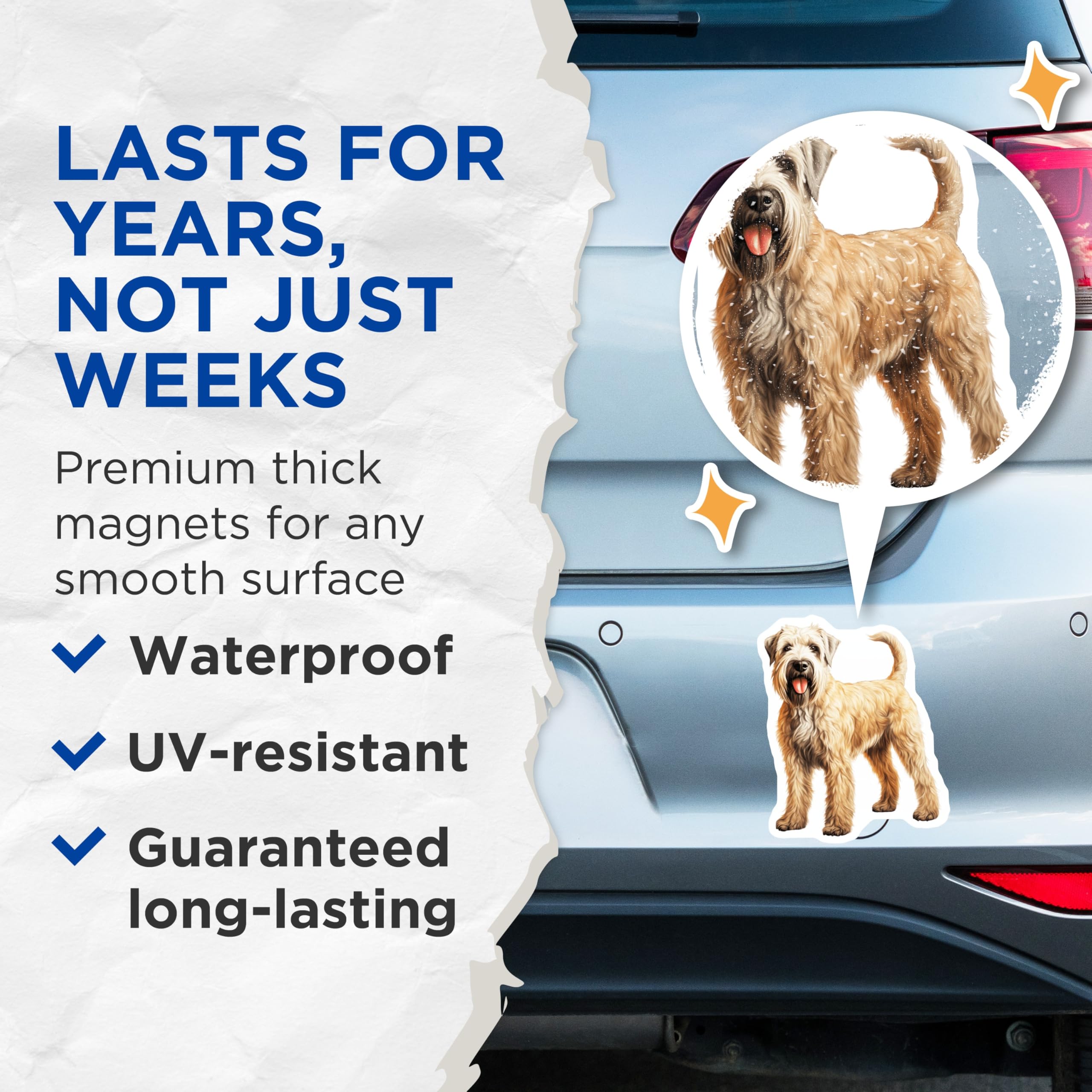 (2 Pack) Soft Coated Wheaten Terrier Magnets - Wheaten Dog Owner Decor - Pet Breed Fridge Magnets - 5 Inches On Longest Side - Thick Durable Magnet - Made in USA - MAG26296