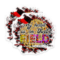 (2 Pack) My Heart is On That Field Stickers - Baseball Mom Decal - Sports Supporter Art - 5" On Longest Side - Sticks to Smooth Flat Surfaces - Made in USA - BMCS5683