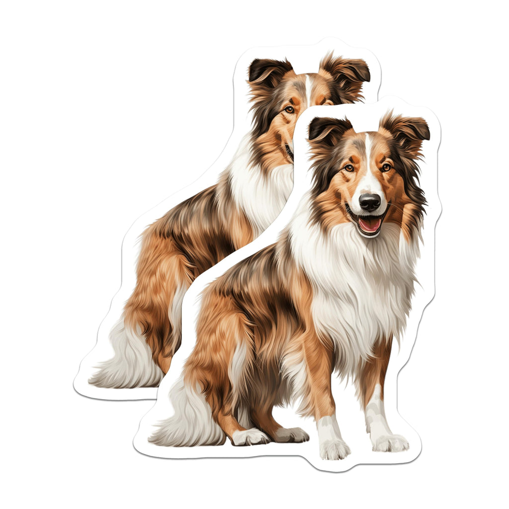 (2 Pack) Rough Collie Magnets - Dog Breed Illustration Art - Pet Owner Fridge Decor - 5 Inches On Longest Side - Thick Durable Magnet - Made in USA - MAG28963