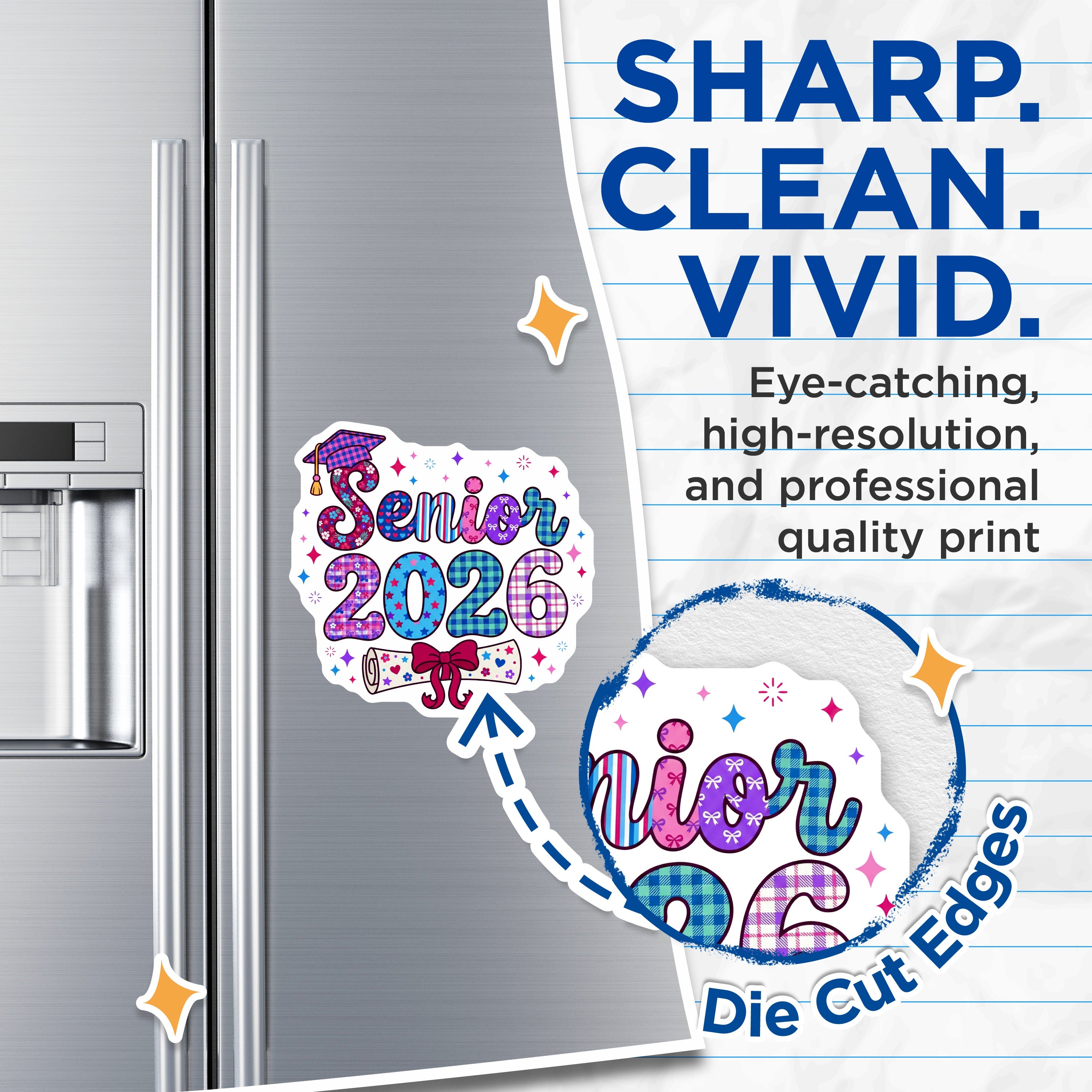 (2 Pack) Senior 2026 Magnets - Class of 2026 Celebration - High School Graduate Keepsake - Future College Student - 5 Inches On Longest Side - Thick Durable Magnet - Made in USA - MAG38622