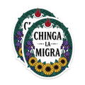 (2 Pack) Chinga La Migra Magnets - Immigrant Rights Activist Decor - Social Justice Floral Statement - 5 Inches On Longest Side - Thick Durable Magnet - Made in USA - MAG29465