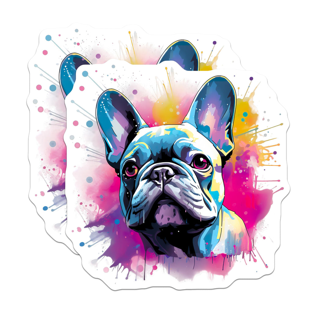 (2 Pack) French Bulldog Magnets - Pop Art Frenchie Decor - Vibrant Dog Lover Art - Refrigerator Locker Magnets - 5 Inches On Longest Side - Thick Durable Magnet - Made in USA - MAG25895