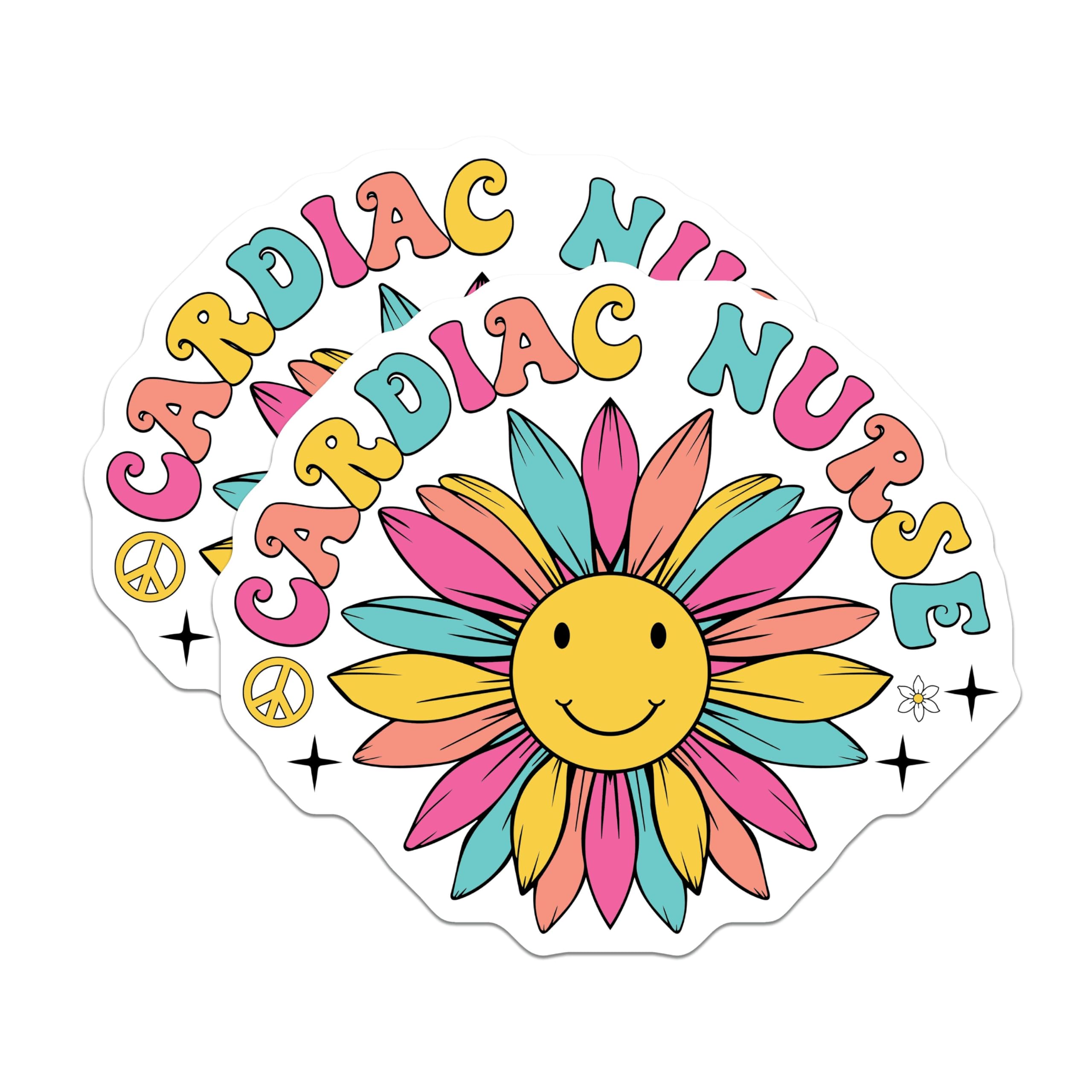 (2 Pack) Cardiac Nurse Stickers - Cute Nurse Decal - Healthcare Worker Decor - 5" On Longest Side - Sticks to Smooth Flat Surfaces - Made in USA - BMCS9140