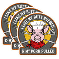 (3 Pack) Funny Pig Decals - BBQ Lover Decal - Chef Pig Sticker - 3 Inches On Longest Side - Easy Peel & Apply - Made in USA - 3MCS0519