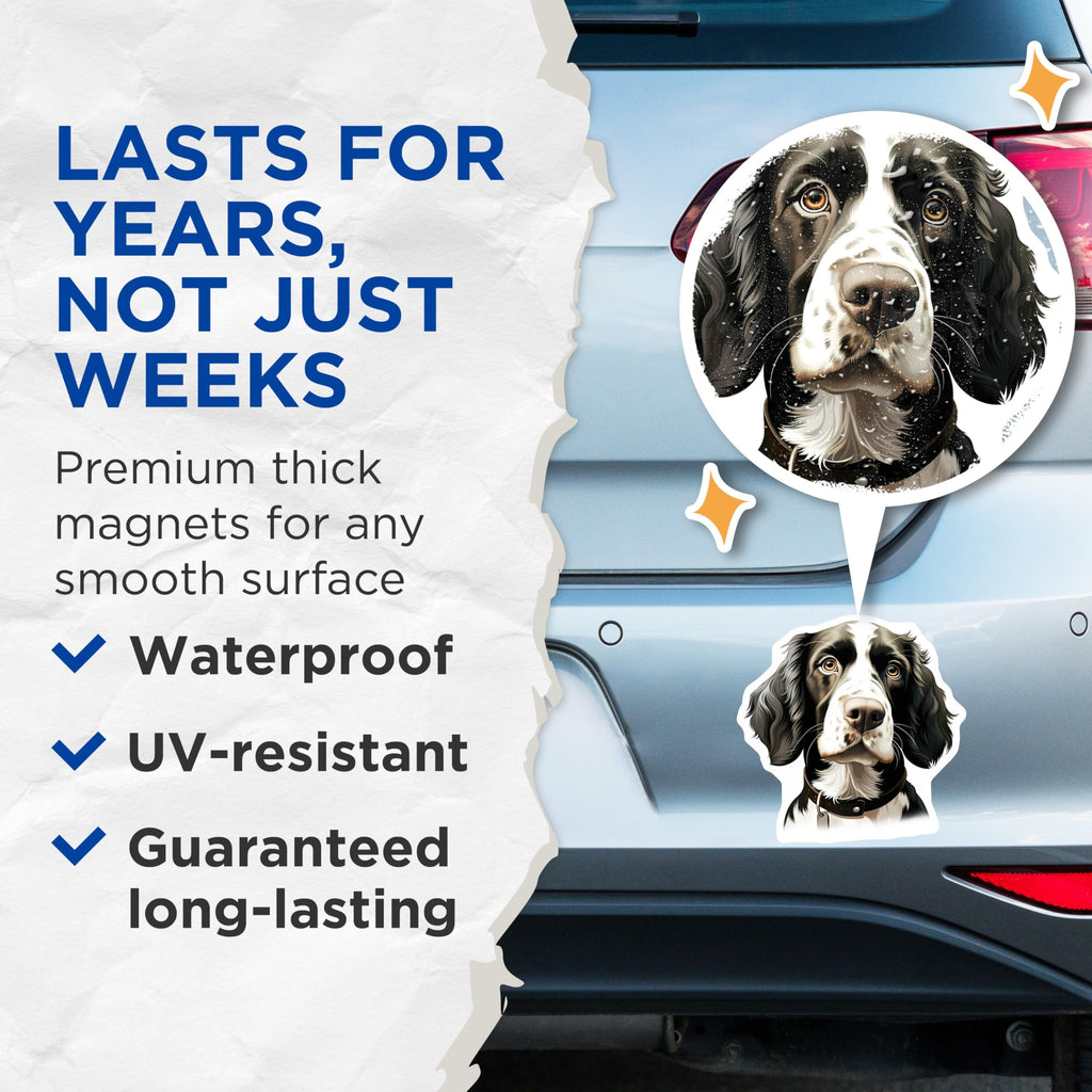 (2 Pack) Springer Spaniel Magnets - Realistic Dog Portrait - Animal Lover Decor - 5 Inches On Longest Side - Thick Durable Magnet - Made in USA - MAG25308