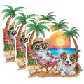 (3 Pack) Beach Cat Dog Decals - Summer Vacation Vibes - Laptop Decal Decor - 3 Inches On Longest Side - Easy Peel & Apply - Made in USA - 3MCS0597