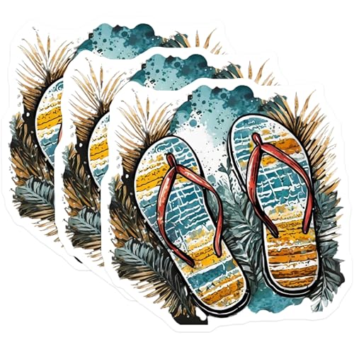 (3 Pack) Flip Flop Decals - Summer Decals - Beach Vibes - 3 Inches On Longest Side - Easy Peel & Apply - Made in USA - 3MCS8083