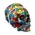 (2 Pack) Skull Art Stickers - Colorful Skull - Mosaic Skull Sticker- 5" On Longest Side - Sticks to Smooth Flat Surfaces - Made in USA - BMCS16595
