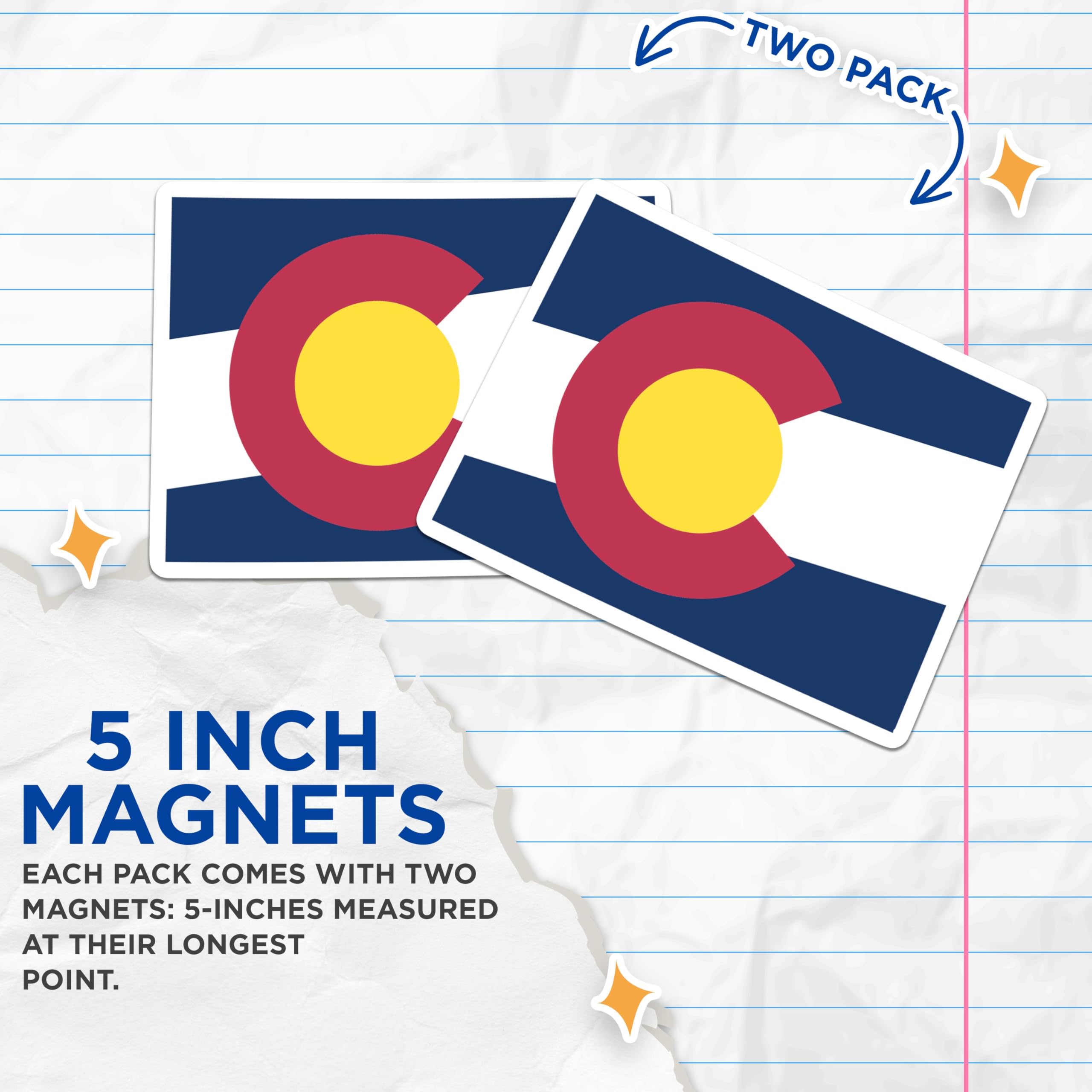 (2 Pack) Colorado Flag Magnets - Colorado State Emblem - Rocky Mountain Souvenir - 5 Inches On Longest Side - Thick Durable Magnet - Made in USA - MAG22915