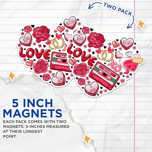 (2 Pack) Love Magnets - Heart Magnets - Romantic Magnets- 5" On Longest Side - for Fridges, Toolboxes, Cars - Made in USA - MAG3000