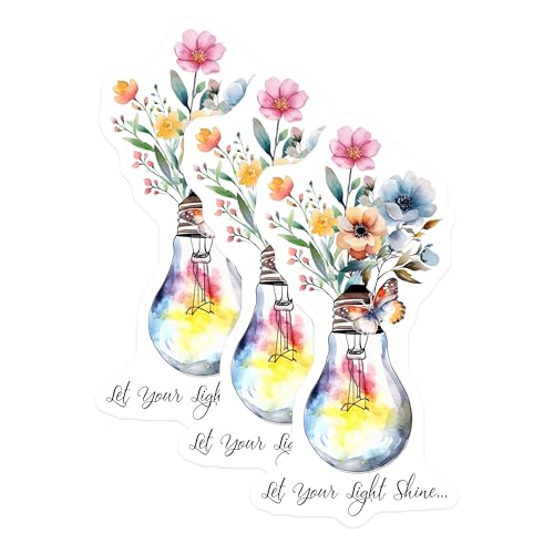 (3 Pack) Light Bulb Decals - Floral Butterfly Stickers - Shine Decor Decals - 3 Inches On Longest Side - Easy Peel & Apply - Made in USA - 3MCS7340