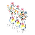 (3 Pack) Light Bulb Decals - Floral Butterfly Stickers - Shine Decor Decals - 3 Inches On Longest Side - Easy Peel & Apply - Made in USA - 3MCS7340