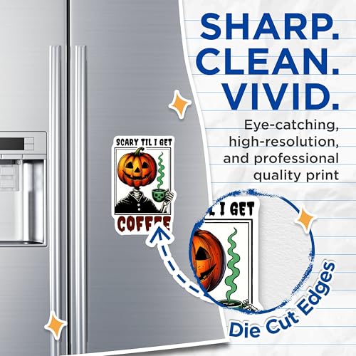 (2 Pack) Pumpkin Head Magnet - Spooky Coffee Lover Decor - 5" On Longest Side - Sticks to Smooth Flat Surfaces - Made in USA - MAG9778