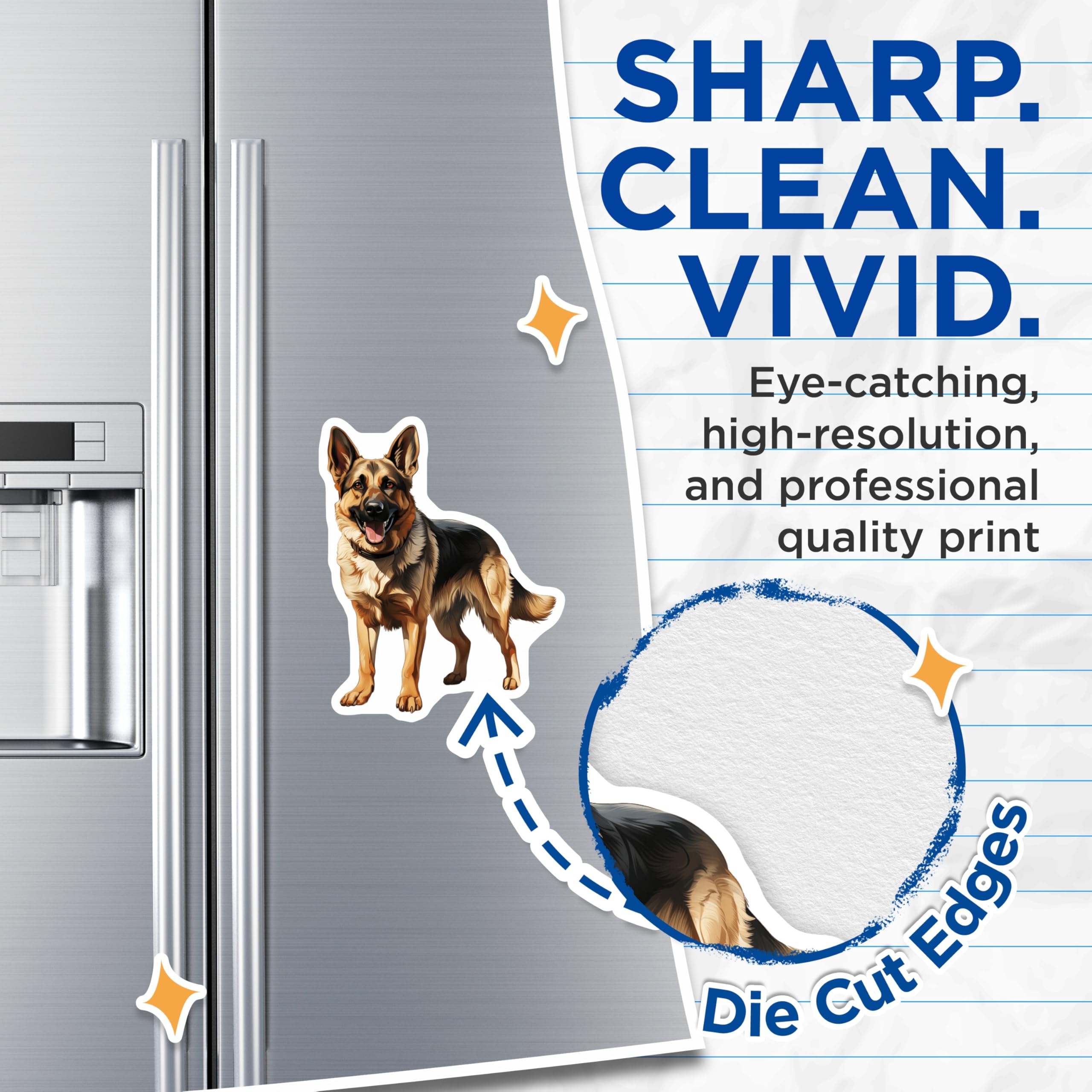 (2 Pack) German Shepherd Dog Magnets - Loyal GSD Decor - Pet Parent Accessories - Animal Lover Collectible - 5 Inches On Longest Side - Thick Durable Magnet - Made in USA - MAG28524