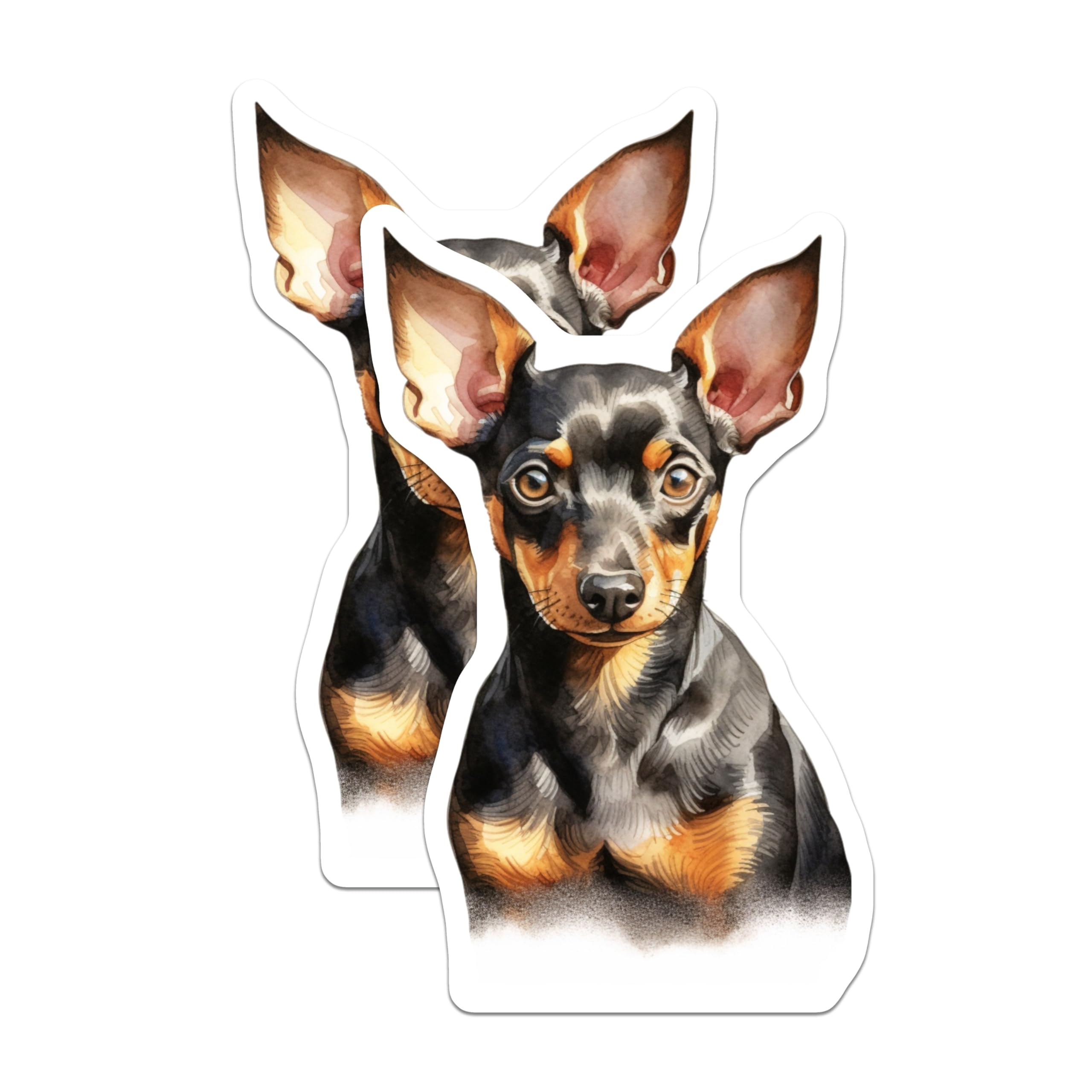 (2 Pack) Miniature Pinscher Magnets - Watercolor Dog Art - Pet Lover Decor - 5 Inches On Longest Side - Thick Durable Magnet - Made in USA - MAG27116