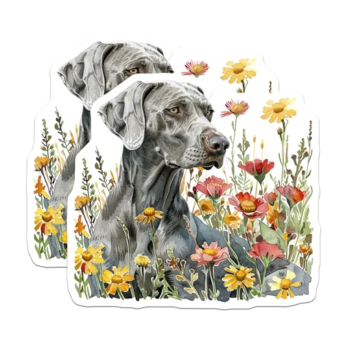 (2 Pack) Dog Flower Meadow Stickers - Cute Pet - Floral Canine - 5" On Longest Side - Sticks to Smooth Flat Surfaces - Made in USA - BMCS6995