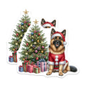 (2 Pack) German Shepherd Christmas Magnets - Holiday Dog Decor - Santa Pet Lover Accessory - 5 Inches On Longest Side - Thick Durable Magnet - Made in USA - MAG27642