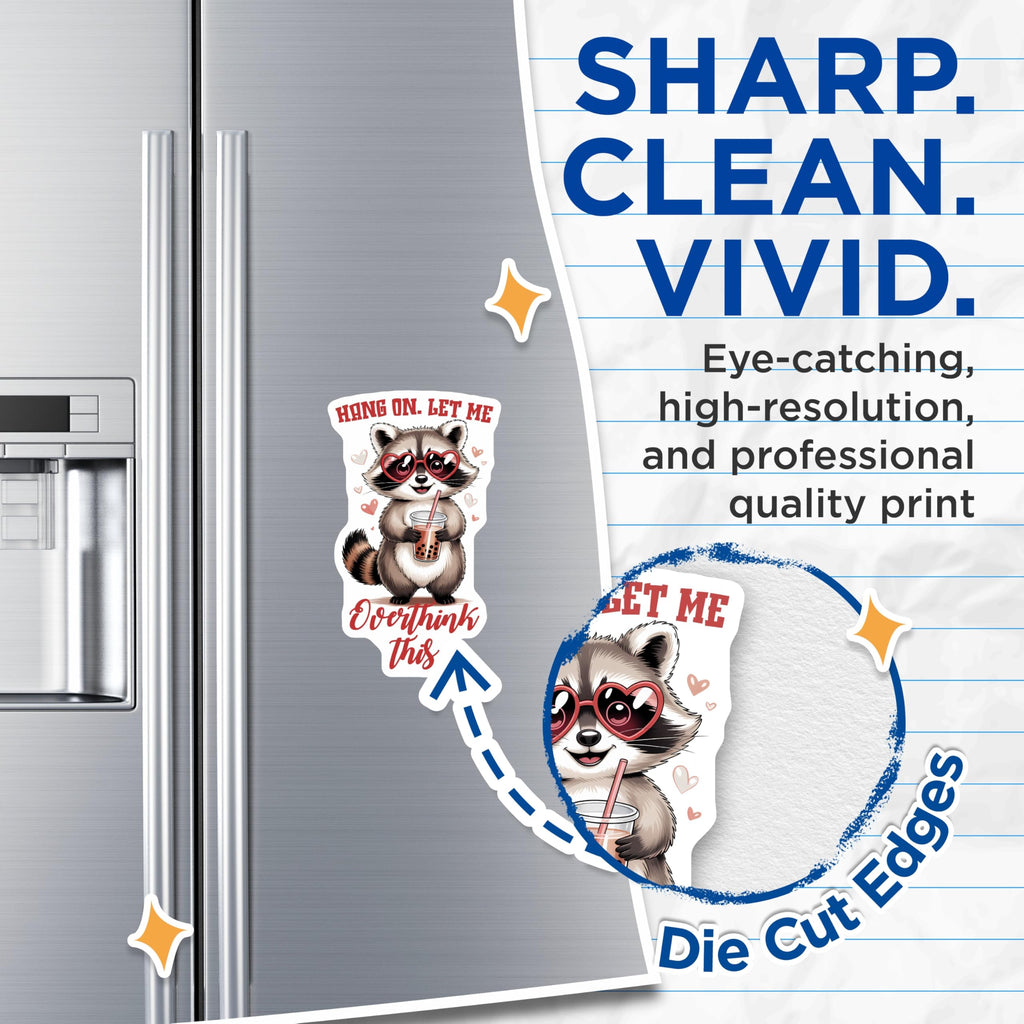 (2 Pack) Raccoon Magnets - Boba Tea Lover - Funny Overthinking Raccoon Magnets - 5" On Longest Side - Premium Magnet - for Cars, Refrigerators, Toolboxes, Lockers - Made in USA - MAG15702