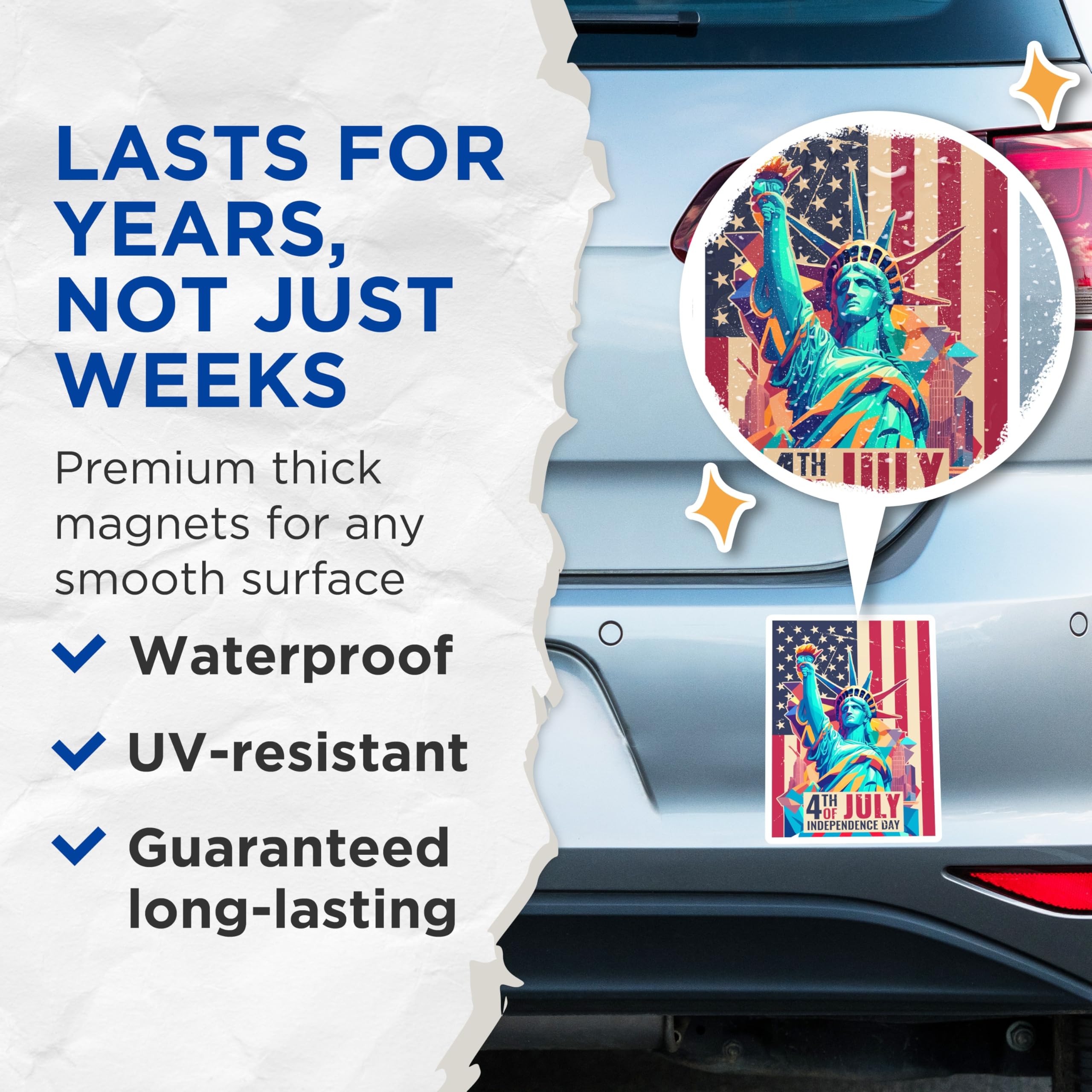 (2 Pack) Statue of Liberty Magnets - 4th of July Decor - Independence Day Fridge Magnets - 5" On Longest Side - Premium Magnet - for Cars, Refrigerators, Toolboxes, Lockers - Made in USA - MAG17680
