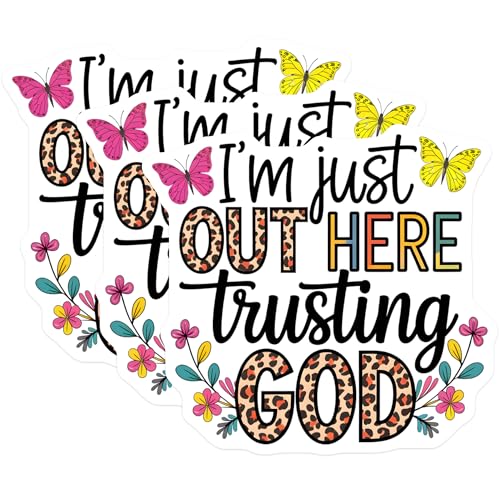 (3 Pack) Trusting God Decals - Religious Decal - Inspirational Message Decal - 3 Inches On Longest Side - Easy Peel & Apply - Made in USA - 3MCS2890