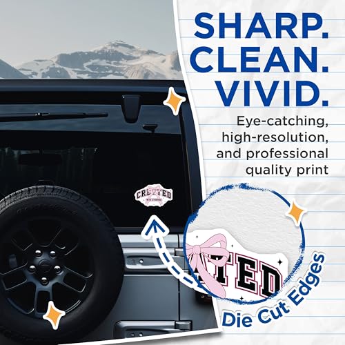 (2 Pack) Created with A Purpose Stickers - Motivational Sticker - Pink Ribbon Decal - 5" On Longest Side - Sticks to Smooth Flat Surfaces - Made in USA - BMCS6465
