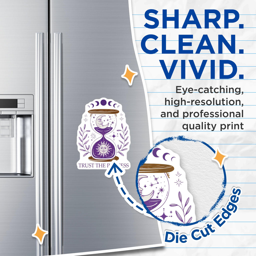 (2 Pack) Trust The Process Magnets - Hourglass Moon Sun - Celestial Refrigerator Decor - 5" On Longest Side - Premium Magnet - for Cars, Refrigerators, Toolboxes, Lockers - Made in USA - MAG17141