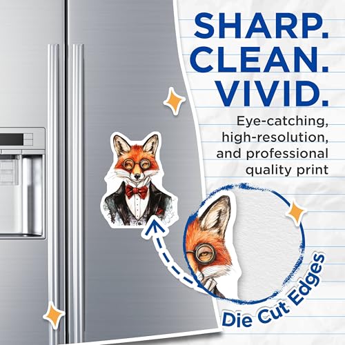 (2 Pack) Cute Fox Illustration Magnet - Animal Costume - Quirky Animal Decor - 5" On Longest Side - Sticks to Smooth Flat Surfaces - Made in USA - MAG9495