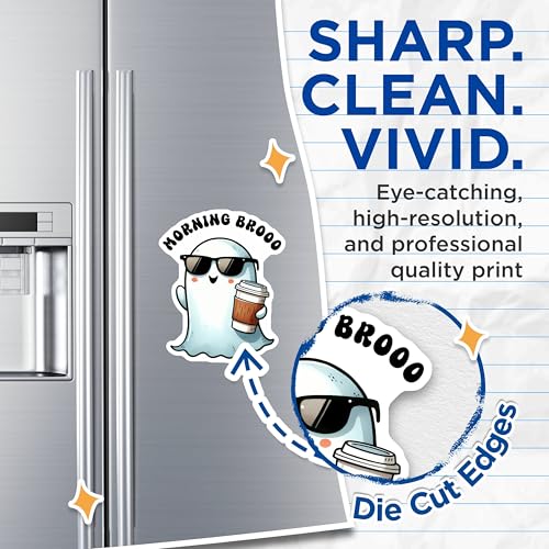 (2 Pack) Morning Brooo Funny Ghost Magnets - Halloween Coffee Magnets - Spooky Morning Decor Magnets - 5" On Longest Side - for Cars, Refrigerators, Toolboxes, Lockers - Made in USA BMCS3292