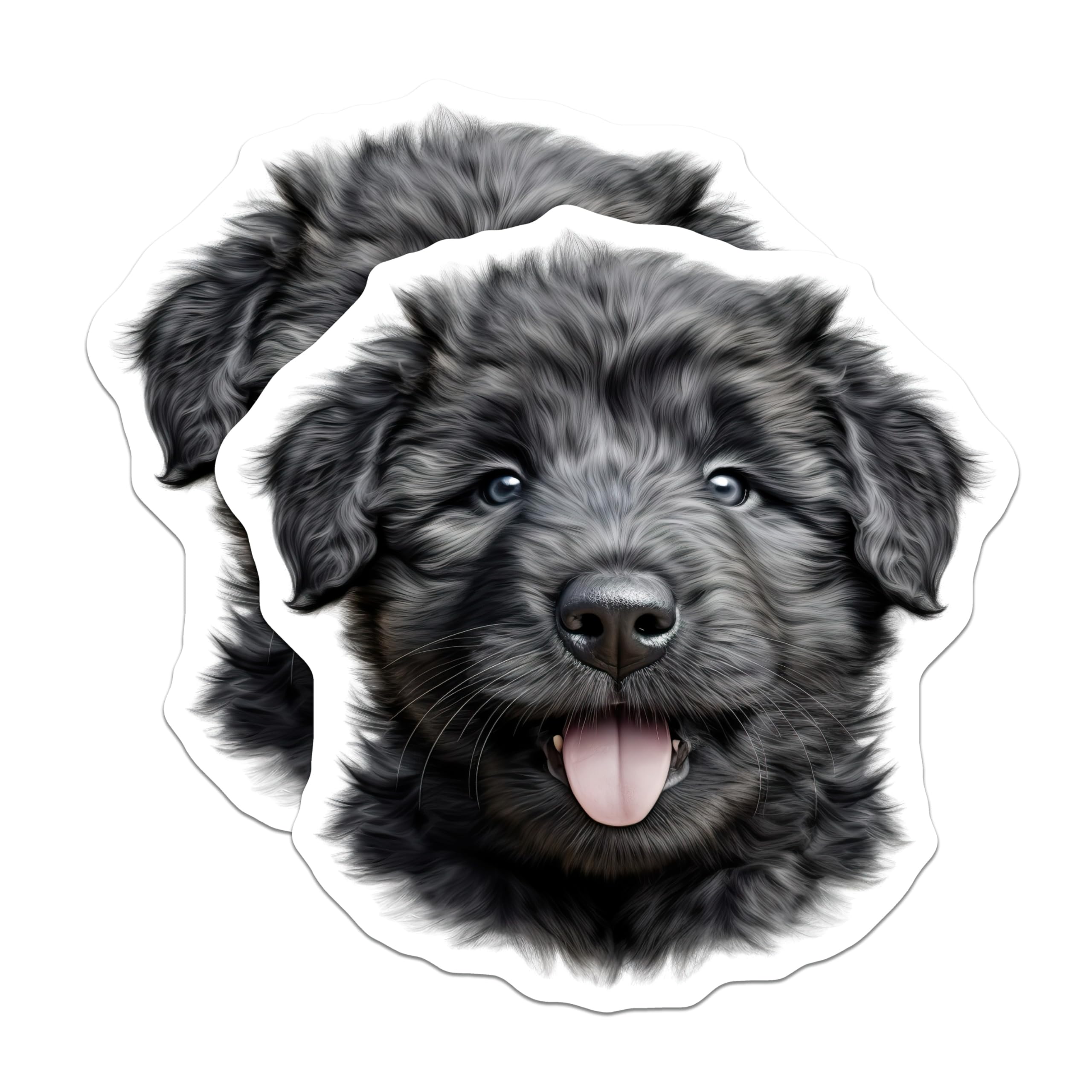 (2 Pack) Black Fluffy Puppy Magnets - Adorable Dog Lover Kitchen Decor - Pet Animal Fridge Locker Refrigerator Accents - 5 Inches On Longest Side - Thick Durable Magnet - Made in USA - MAG23851