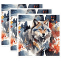 (3 Pack) Watercolor Wolf Decals - Laptop Decals - Animal Stickers - 3 Inches On Longest Side - Easy Peel & Apply - Made in USA - 3MCS7475