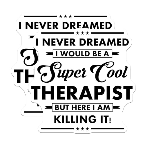 (2 Pack) Cool Therapist Stickers - Motivational Therapy Stickers - Inspirational Mental Health Stickers - 5" On Longest Side - Sticks to Smooth Flat Surfaces - Made in USA - BMCS6261