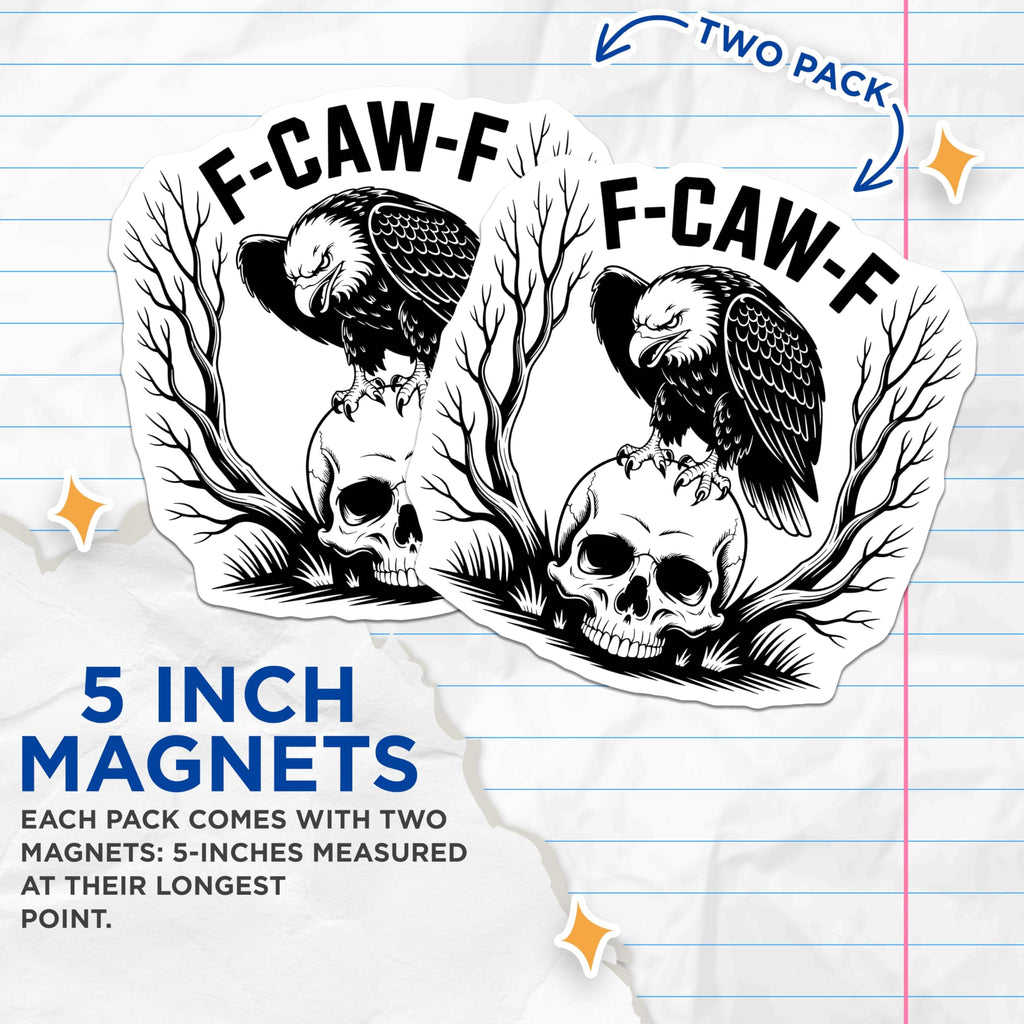 (2 Pack) Eagle on Skull Magnets - Biker Aesthetic - Dark Humor Magnet Set - 5" On Longest Side - Premium Magnet - for Cars, Refrigerators, Toolboxes, Lockers - Made in USA - MAG14954