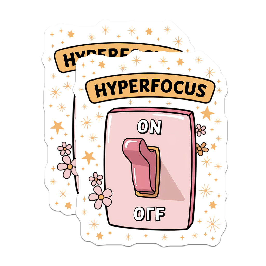 (2 Pack) Hyperfocus Switch Magnets - ADHD Awareness - Neurodiversity Productivity Art - 5 Inches On Longest Side - Thick Durable Magnet - Made in USA - MAG22632