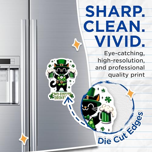 (2 Pack) St Patrick's Day Cat Magnets - Lucky Cat Decor - 5" On Longest Side - for Cars, Fridges, Toolboxes - Made in USA - MAG8104