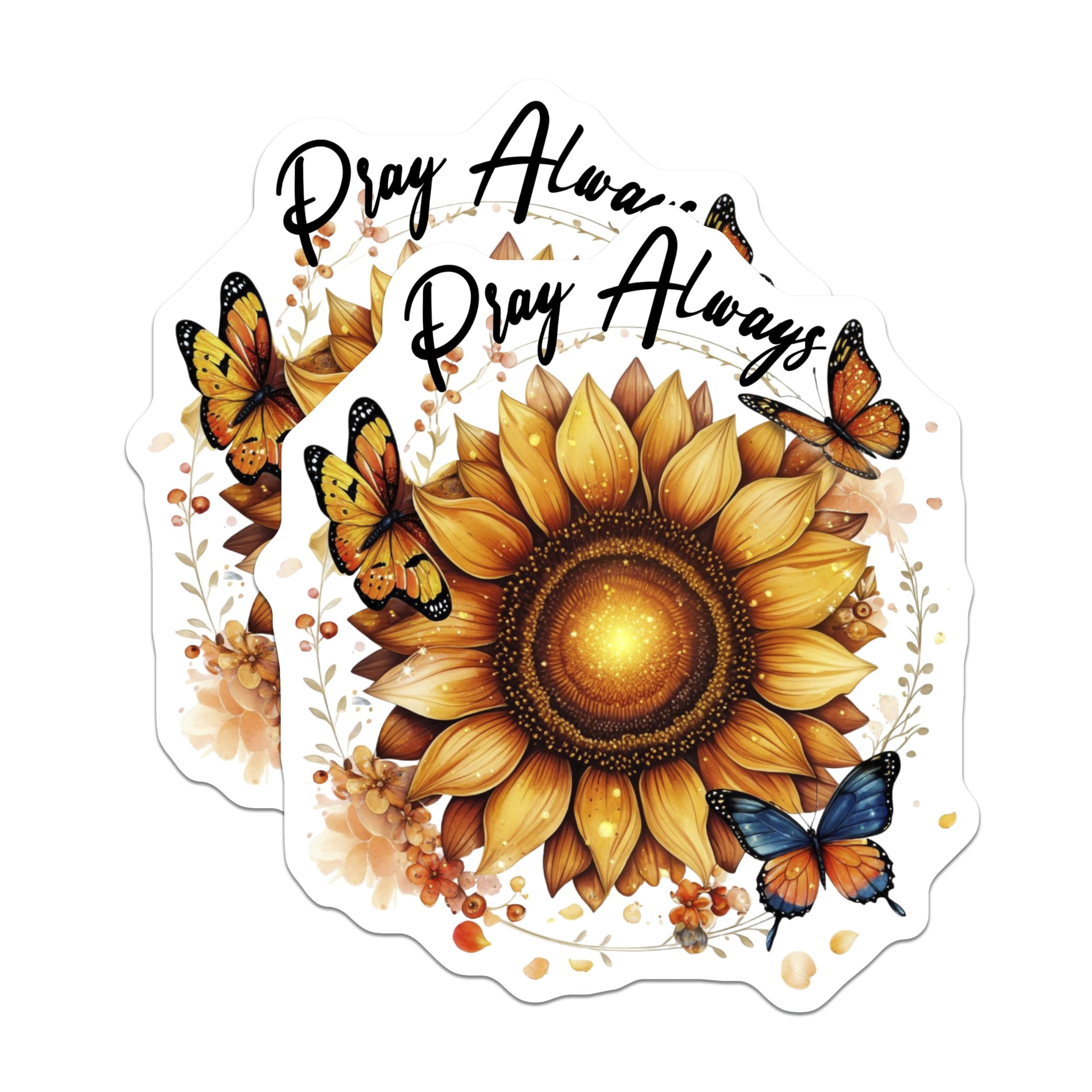 (2 Pack) Sunflower Butterfly Magnets - Pray Always Decor - Floral Art Magnets - 5" On Longest Side - Premium Magnet - for Cars, Refrigerators, Toolboxes, Lockers - Made in USA - MAG16922