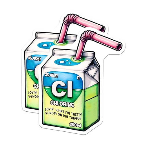 (2 Pack) Funny Chemistry Magnets - Chlorine Joke - Science Enthusiast Decor - 5" On Longest Side - for Cars, Fridges, Toolboxes - Made in USA - MAG8019