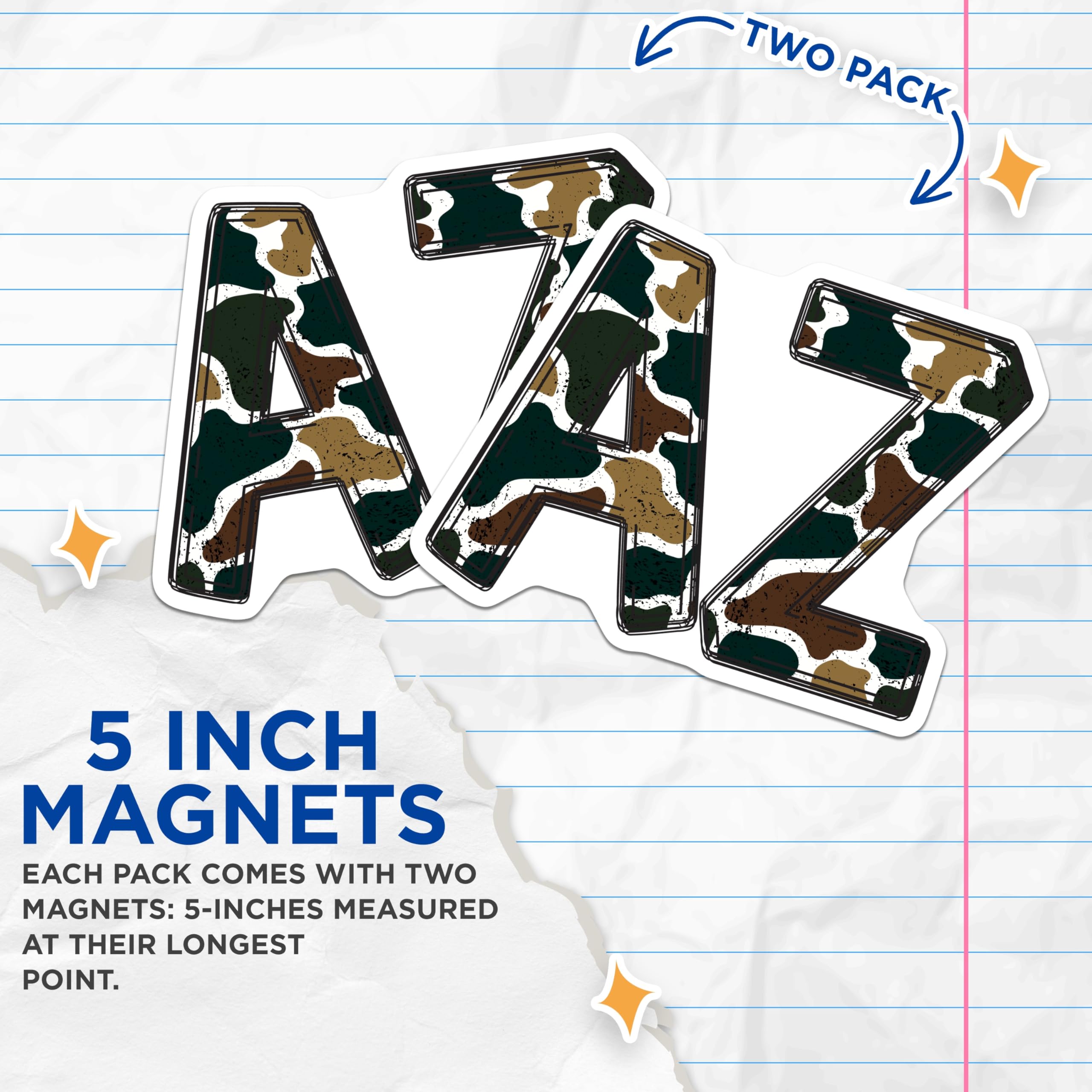 (2 Pack) Arizona AZ Letter Magnets - Camouflage State Pride Decor - Rustic Locker Fridge Accent - 5 Inches On Longest Side - Thick Durable Magnet - Made in USA - MAG20794