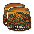 (2 Pack) Mount Okmok Alaska Magnets - Stratovolcano Scenic Landscape Decor - Aleutian Islands Wilderness Souvenirs - 5 Inches On Longest Side - Thick Durable Magnet - Made in USA - MAG20154
