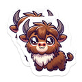 (2 Pack) Cute Highland Cow Magnets - Kawaii Baby Yak Decor - Fluffy Animal Fridge Locker Decor - 5 Inches On Longest Side - Thick Durable Magnet - Made in USA - MAG37944