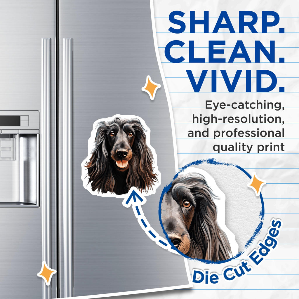 (2 Pack) Black Spaniel Dog Magnets - Wavy Haired Canine Art - Pet Lover Refrigerator Decor - 5 Inches On Longest Side - Thick Durable Magnet - Made in USA - MAG23274