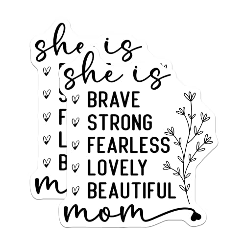 (2 Pack) Motivational Mom Stickers - Inspirational Quotes - Lovely Mom Decal - 5" On Longest Side - Sticks to Smooth Flat Surfaces - Made in USA - BMCS6469