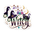 (2 Pack) Witch Black Cat Potion Magnets - Halloween Mystical Magic Decor - Sorceress Hat Celestial Moon Stars Artwork - 5 Inches On Longest Side - Thick Durable Magnet - Made in USA - MAG21208