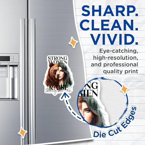 (2 Pack) Strong Women Raise Strong Women Magnets Magnets - Bear Design - Inspirational Quotes - 5" On Longest Side - Made in USA - Sticks to Refrigerators & Metal Surfaces - MAG9246